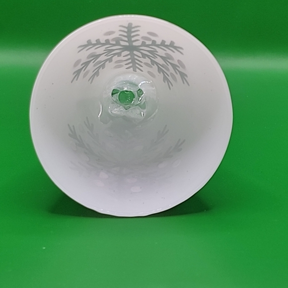 Glass Snowflake Angel Ornament Accented Frosted Glass Green Glitter Red Gems - Picture 6 of 7